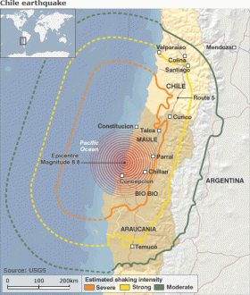 Περιοχές που επλήγησαν από το σεισμό της 27ης Φεβρουαρίου.
